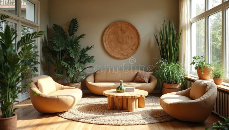 Cozy, beautifully styled living room with natural light and plants